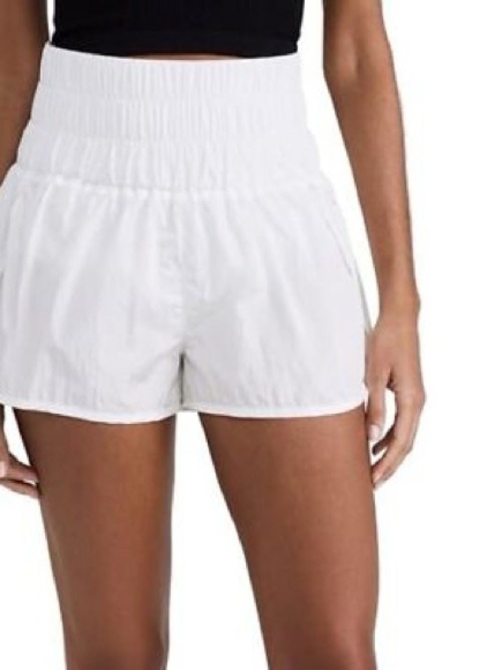 Free People High-Waist White Smocked Waist Shorts